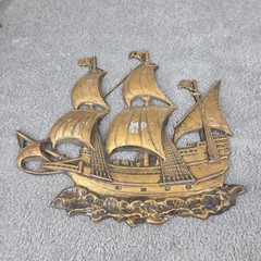 Vtg Nautical Sailing Ship Cast Aluminum Wall Hanging Doorstop Japan Made In Lot