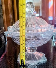 Vintage Lead Crystal Glass Lidded Candy Dish/Comport Diamond Pattern.