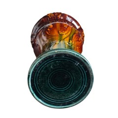Majolica Ceramic Plant Stand Art Nouveau Pedestal Green Brown 12.5″x6.5″x6.5”