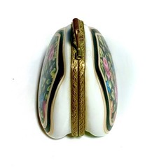 France French Limoges Floral Purse Satchel Bag Trinket Box Peint Main Limoge