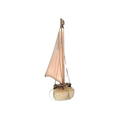Vintage 70’s John Demott Metal Steel Sculpture Sailboat On Onyx Base Signed 15″T