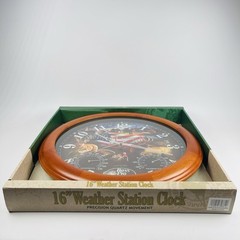 Retired Bass Pro Shops 16” Weather Station Clock US Flag Wild Hunting Fishing