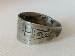 Rare Extremely Ancient Viking Ring Cross Silver Color Artifact Authentic Amazing