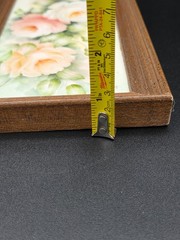 Vintage E. Oakley Signed Framed Hand Painted Ceramic Tile Soft Pastel Roses