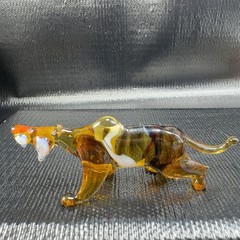 Venetian Art Glass Hand Blown Tiger Cat Hand Made Italian Glass Figurine Figure