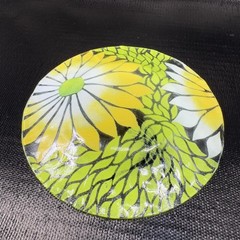 Sydenstricker Hand Made Round Dish Plate Multicolored Floral Pattern Signed 8.5”