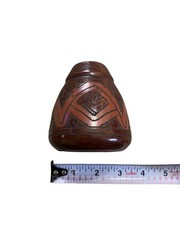 Vintage Hand Carved Amazonia Brazil Wooden Pot Tribal Folk Art 4” X 4”