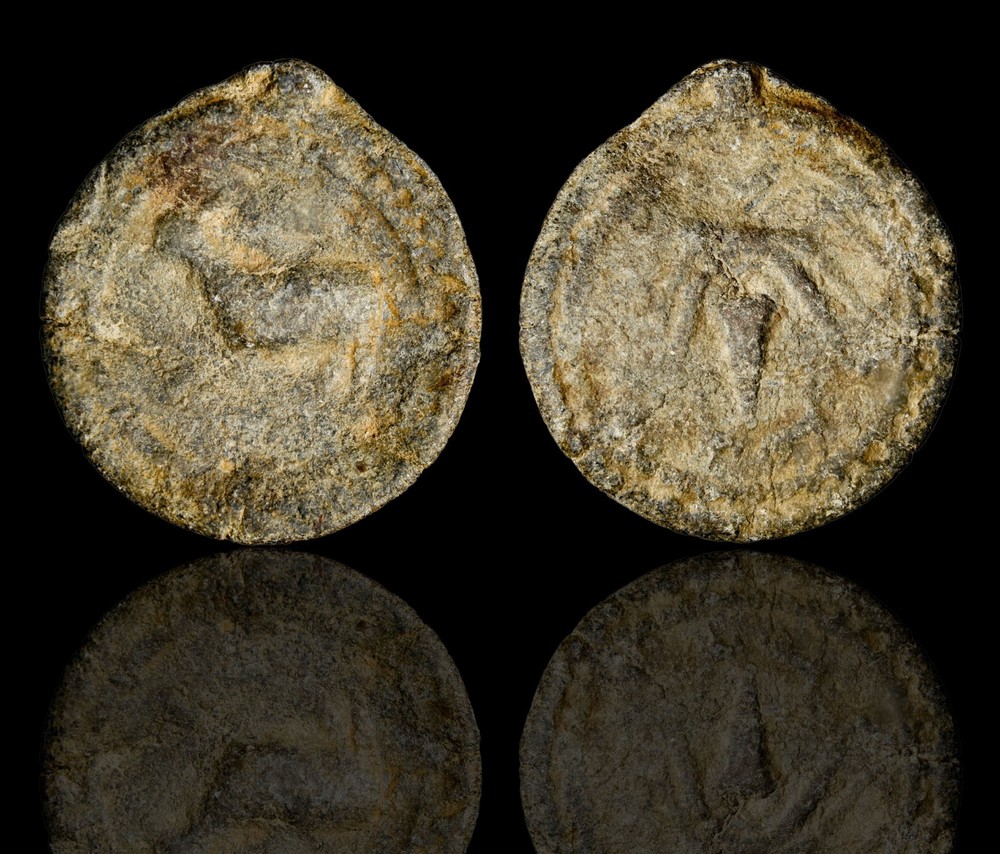 Authentic Ancient Judaean Lead Amulet – Rabbit & Grapes – 26mm – Premium Grade