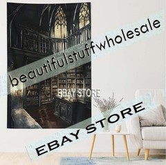 Dark Library Interior Tapestry books library candles gothic 39X59 in