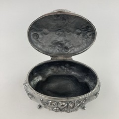 Vintage J.B. Signifies The Best Art Nouveau Silver plate Floral Trinket Box