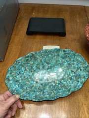 Jay King Green/blue Turquoise Mosaic Scalloped Stainless Edge Bowl