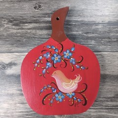 Vth Velkommen Bread Board Cutting Board Wall Hanging Norway 8×6″ Bird Floral