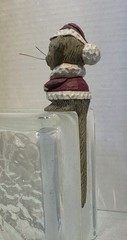 Vintage Hand Carved Wood Santa Mouse 1999 Signed CH Folk Art 6.5″ Charles Hoefer