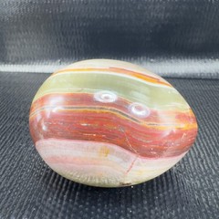 Hand Carved Italian Marble Stone Multicolored Swirl Heavy Egg Paperweight VTG
