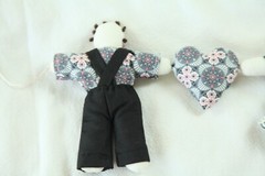 Handmade Cloth Doll Heart Decoration Craft Cottage Decor Country Friendship