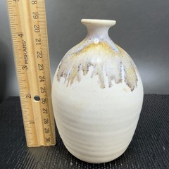 Vintage Stoneware Pottery Drip Glaze Bud Vase Vessel Bottle Artist Signed Decor