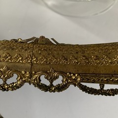 VTG Gold Ormolu Hollywood Regency Brass Beveled Glass Divided Trinket Jewel Box