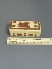 Vtg Wedgwood Collector Society Jasperware Yellow Primrose Trinket Box Terracotta