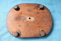 Vintage Oval Wooden Stand Base for Display Black Stain with Groove 9″ x 7″