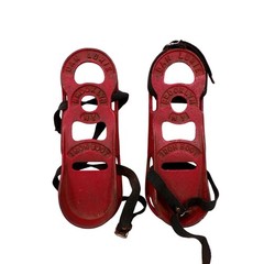 Vtg Dan Lurie Iron Boots Cast Iron Red Weight Lifting W/ Straps Art Deco NY USA
