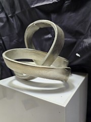 Metal Abstract Ribbon Sculpture Metal Art Modernist Mid Century Mcm 8×8×6″