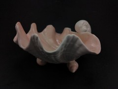Vintage MCM Fitz & Floyd Seashell Footed Large Clamshell Bowl / Dish