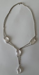 Vintage Silver Noav rhinestone station Y Necklace 18″