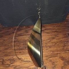 De Mott Brass Sailboat 1970s Quartz Base Signed Mid-Century Modern Decor DeMott