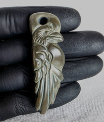 300 BC Ancient Greek Carved Engraved Gemstone Pendant Medallion Amulet Crow