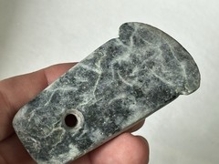 RARE PRE-COLUMBIAN ANCHOR PENDANT, COLUMBIA, COLORFUL POLISHED SERPENTINE, COA
