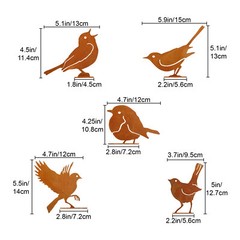 5pcs Cut Metal Rusty Bird Decor Yard Garden Rusty Bird Art Statue