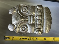 RARE AUTHENTIC PRE-COLUMBIAN SILVER HUMAN EFFIGY MASK W/ COA, SOUTH AMERICA