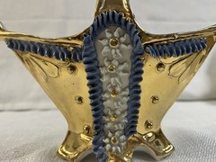 VTG Ceramic Basket Gold Trim Handle Flowers “A Present from Portrush” Ireland