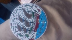 Nassos Keramik Ceramic Art Tile Coaster Hand Made Rodos Hellas Greece Round 6″