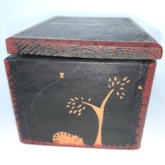 Vintage Hand-Painted Wood Box Leather Hinges B Altmans & Co NY with gift box