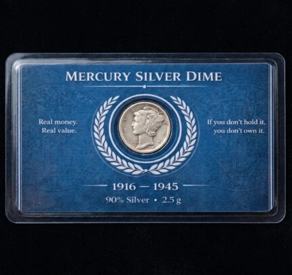 Classic Mercury Silver Dime in Elegant Collector Display Card 90% Silver