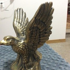Large 7″ Bronze (?) Eagle Trophy Figure Statue Sculpture Cast Metal Display