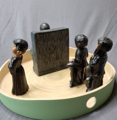 Vintage Jazz Band Ceramic Figurines 4 pc Set Singer Piano Drum Bass 5″ tall
