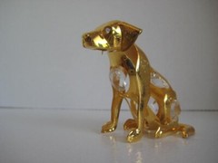 KG & Co. Gold Plated Yellow Lab Dog Swarvoski Crystals 3 in.