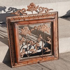 Vintage Art Nouveau Style Heavy Bronze Metal Wall Hanging Art Ornate Roses