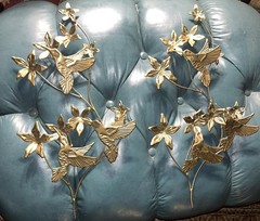 Vintage MCM Metal Hummingbird & Flower 3D Wall Art Decor – Homco