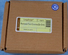 Longaberger Peppermint Holiday Coasters Set of 4 Christmas Stoneware w/ Box