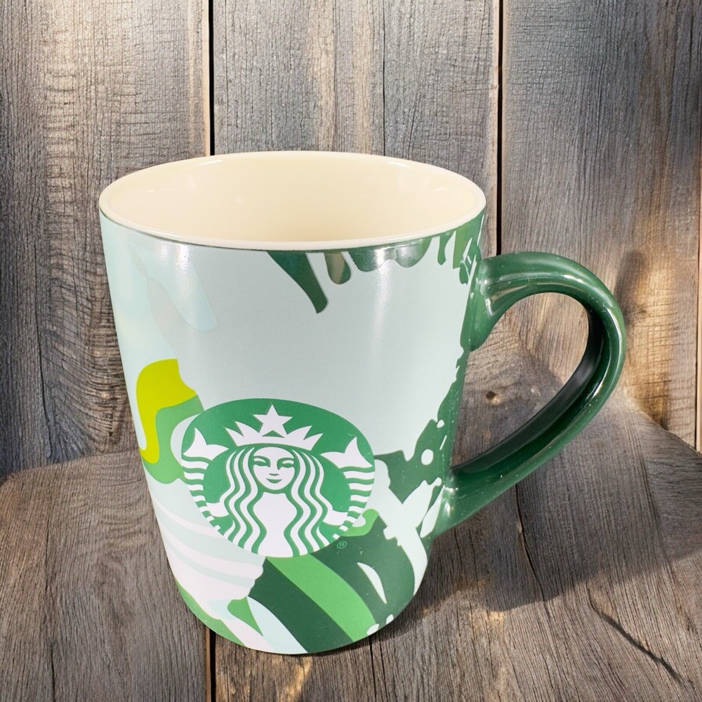 Starbucks 10 Oz Ceramic Coffee Mug With SPASH Multicolor Tropical Style Mug Cup