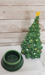 Vintage Avon Christmas Tree Hostess Ceramic Set Salt & Pepper Brazil Pomander