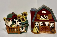 1997 Home Interiors Farm Barn Animals Sunflowers Wall Hanging Art Decor