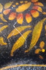 Antique 1800s Tin Metal Toleware Hand Painted Tray Courtship Man Woman Folk Art