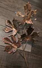 2 to 1 Convertible Vtg MCM Maple Leaf Wall Art Sculpture Metal Copper