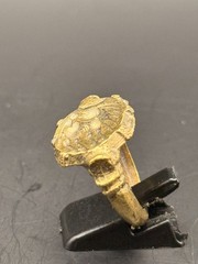Large ancient Roman Ring bronze ring with decorated engraved bezel Antique Ring