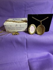 Precious Moments Gold Oval Angel Locket Necklace “Someone To Watch Over Me”