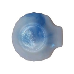 Akro Agate Slag Glass Scallop Shell Trinket Dish Blue White Swirl USA Vintage